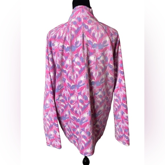 Eddie Bauer Fleece Pink Tie Dye 1/4 Zip Pull Over Sweatshirt - Picture 4 of 9